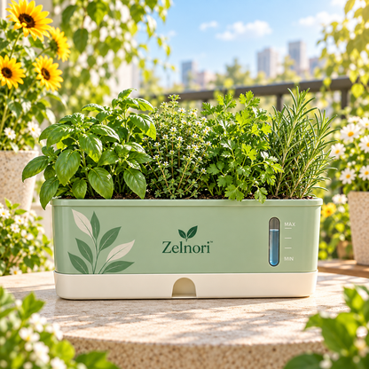 Zelnori Self-Watering Herb Planter - lifestyle view